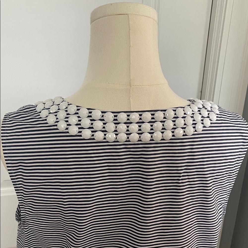 Talbots Striped Sleeveless Top with Beaded Neckline **FINAL OFFER** - Picture 5 of 9